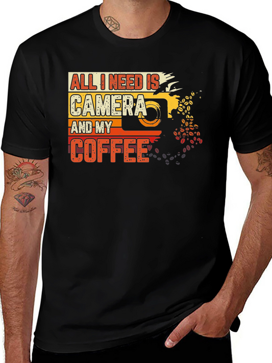 Camera and Coffee Graphic Tee - Photographer Gift