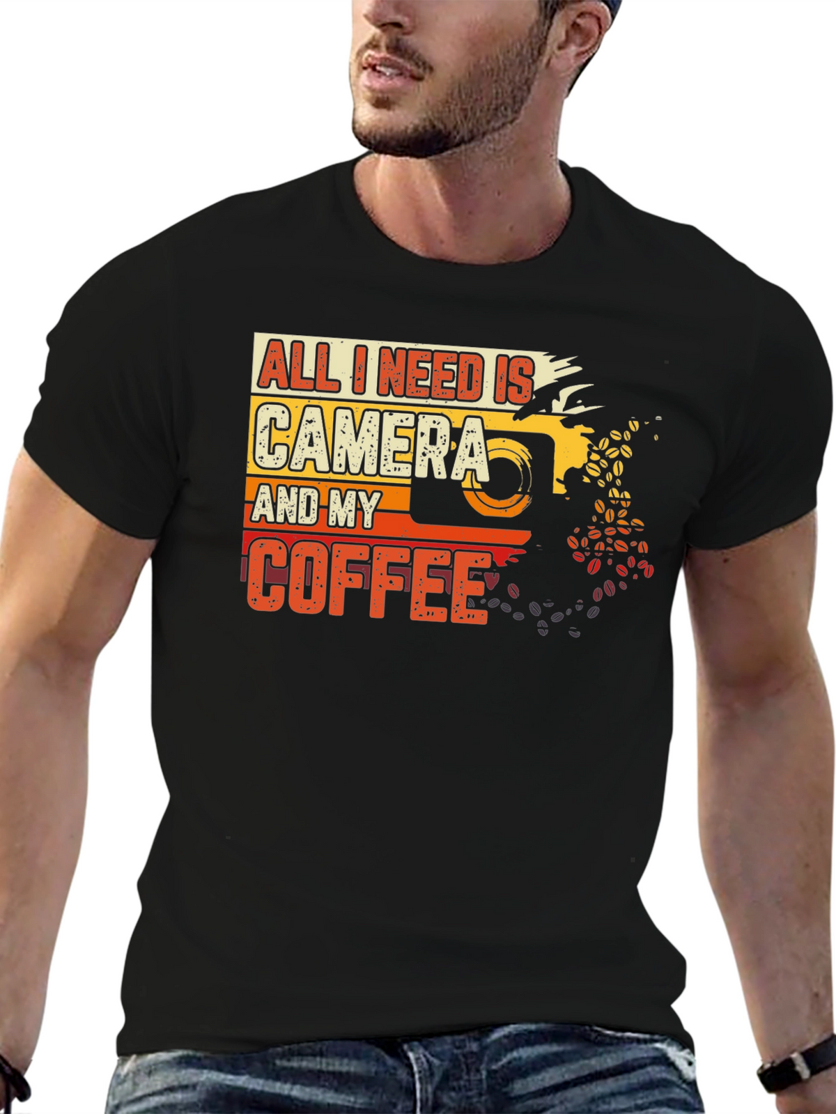 Camera and Coffee Graphic Tee - Photographer Gift