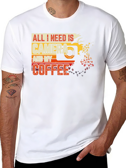 Camera and Coffee Graphic Tee - Photographer Gift