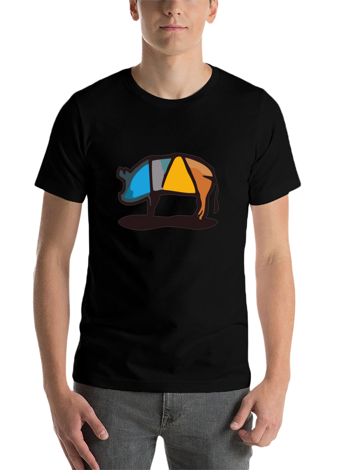 Abstract Pig Graphic Tee - Modern Style