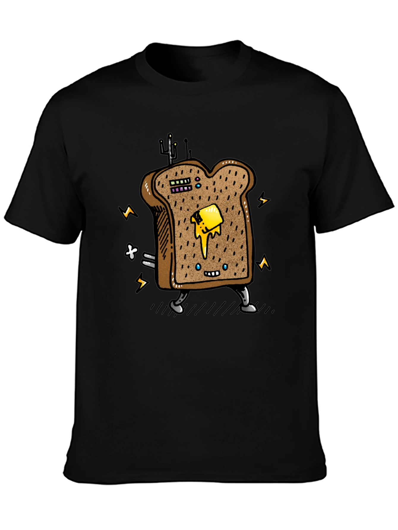 Animated Toast Graphic Black T-Shirt