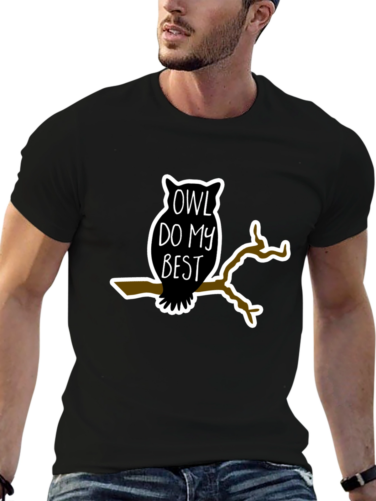 Owl Do My Best Black Graphic Tee