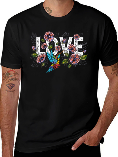 Floral Love Hummingbird Graphic T-Shirt