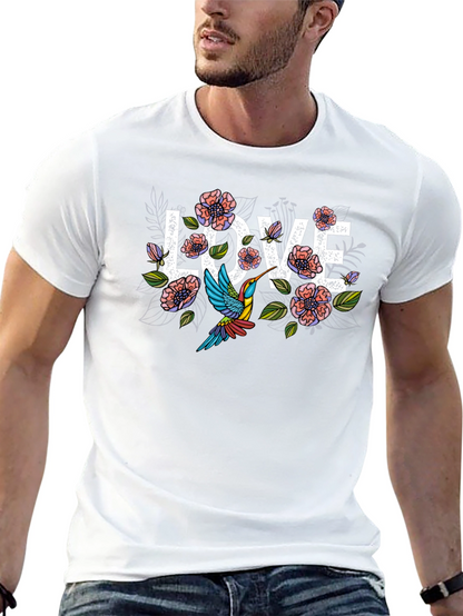 Floral Love Hummingbird Graphic T-Shirt