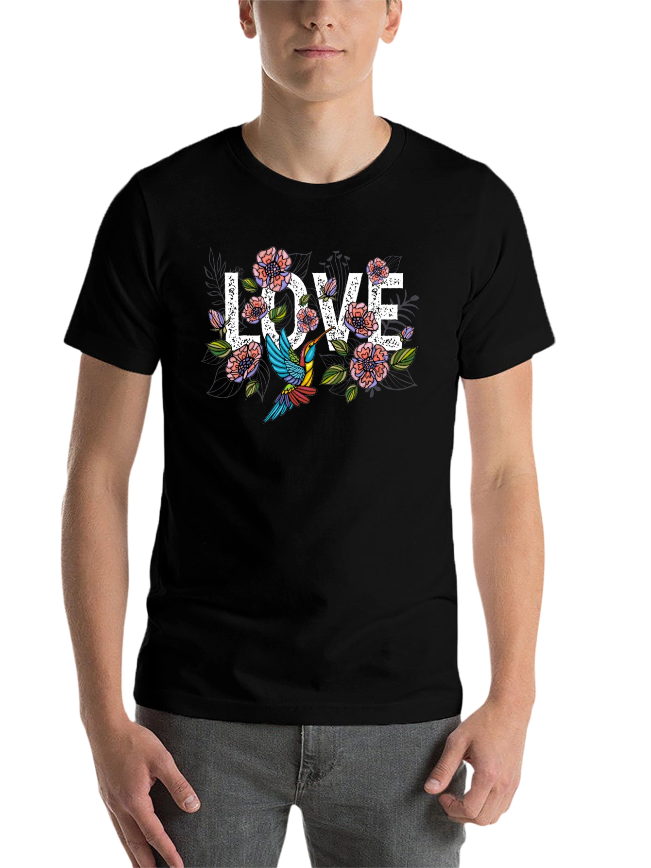 Floral Love Hummingbird Graphic T-Shirt