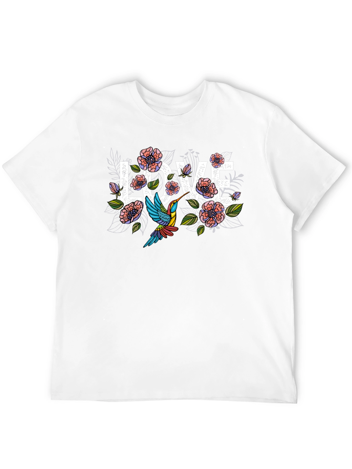 Floral Love Hummingbird Graphic T-Shirt