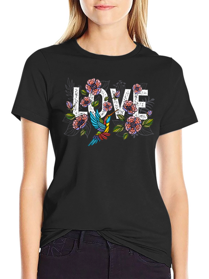 Floral Love Hummingbird Graphic T-Shirt