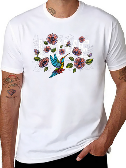 Floral Love Hummingbird Graphic T-Shirt
