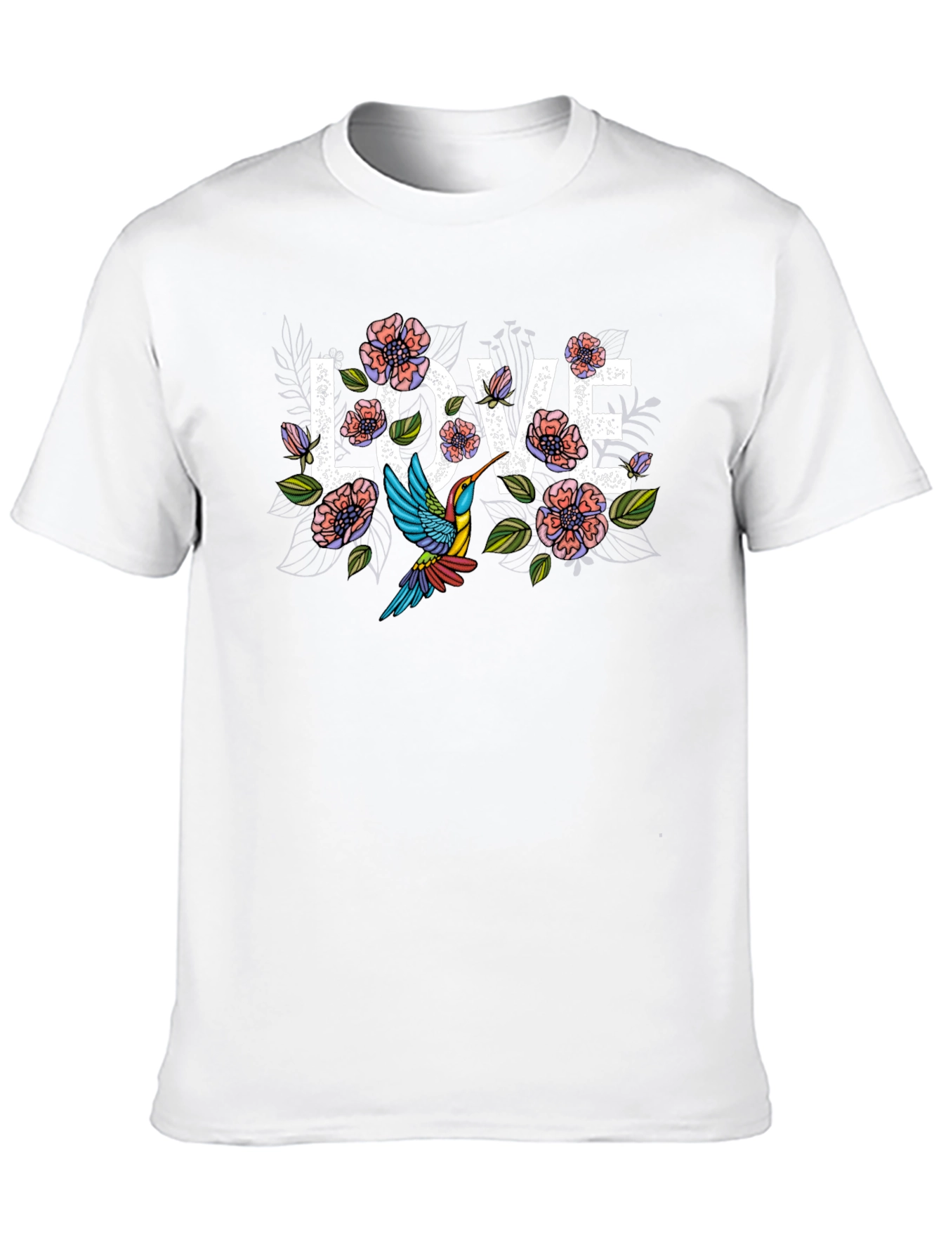 Floral Love Hummingbird Graphic T-Shirt