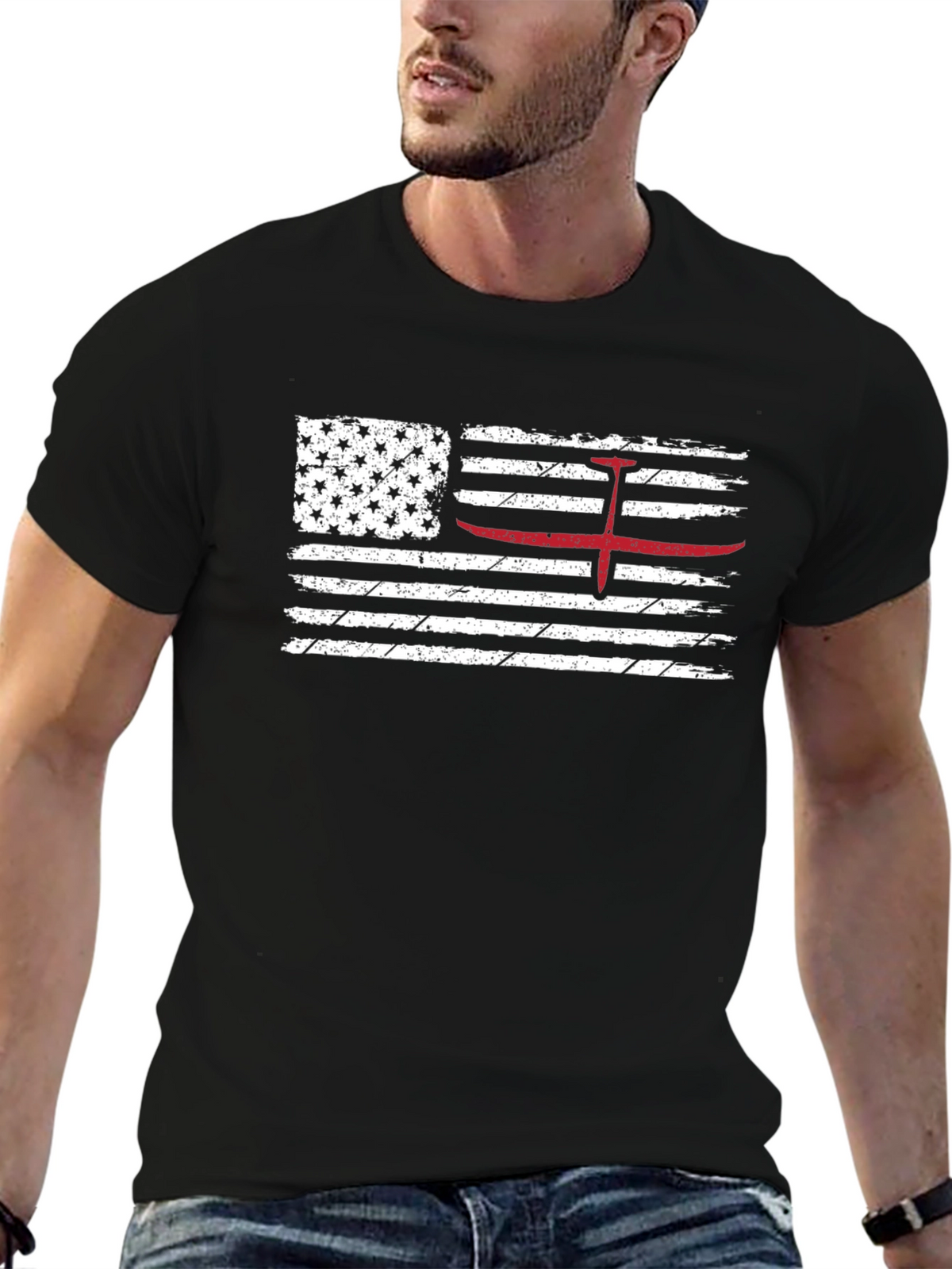 American Flag Red Glider Pilot T-Shirt