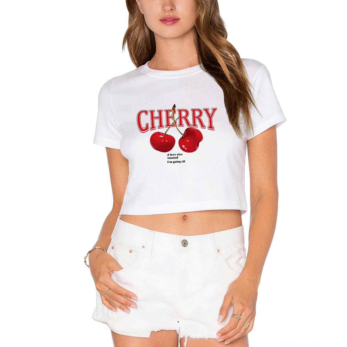 Vintage Cherry Letter Hot Pink Crop Top