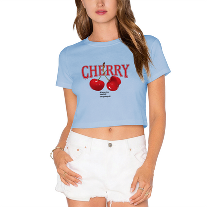 Vintage Cherry Letter Hot Pink Crop Top