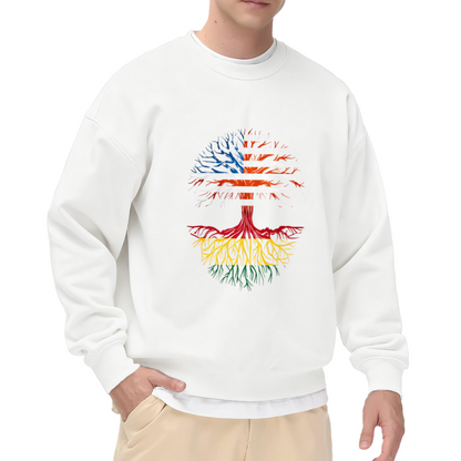 United Tree Of Life Crewneck Sweatshirt - Patriotic USA Flag Tree Graphic, American Heritage Pullover, 4th Of July Top