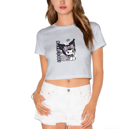 Lovely Bow Kuromi White Cropped Tee