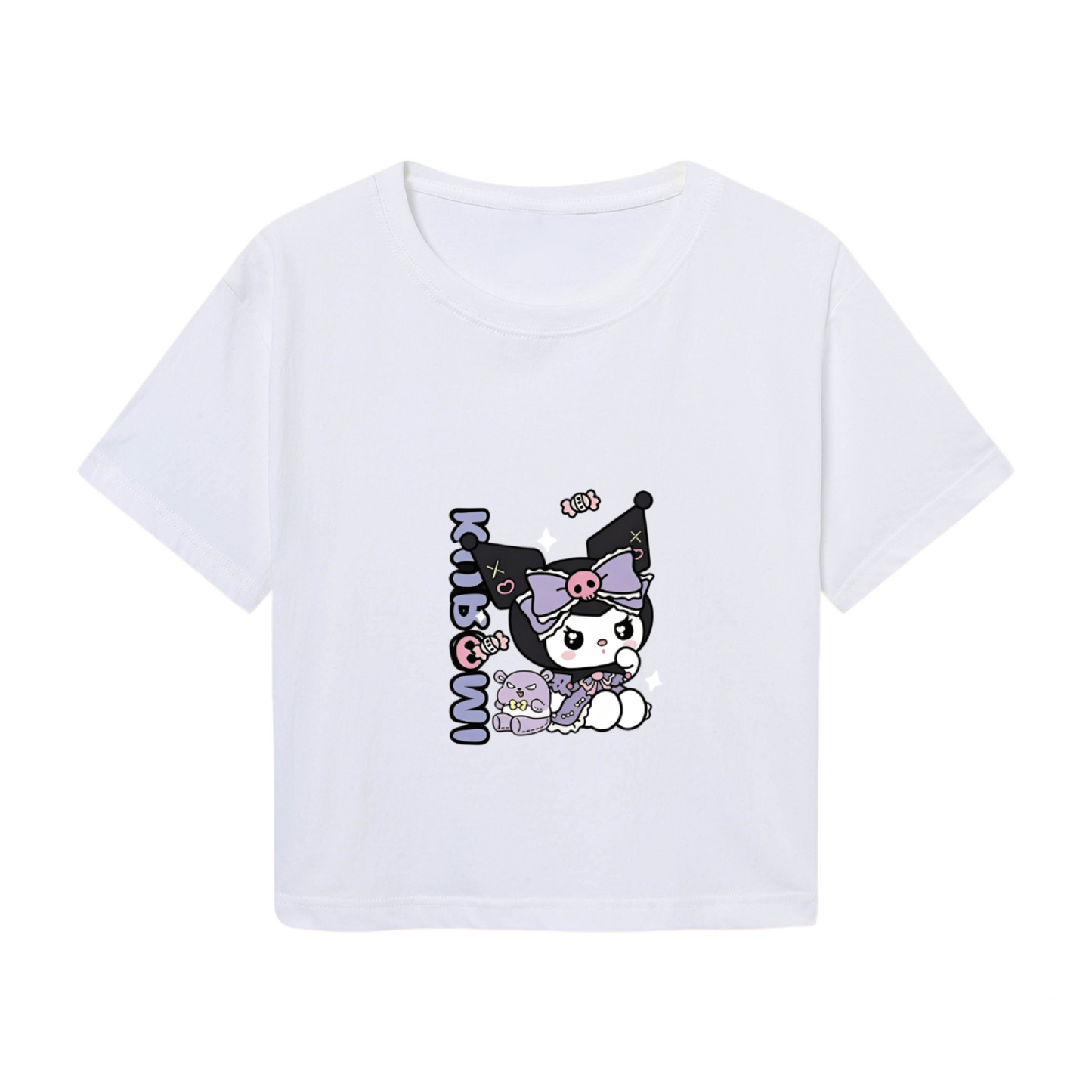 Lovely Bow Kuromi White Cropped Tee