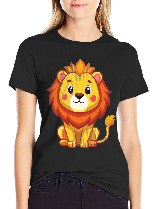 Cute Lion Graphic T-Shirt - Unisex Black Tee