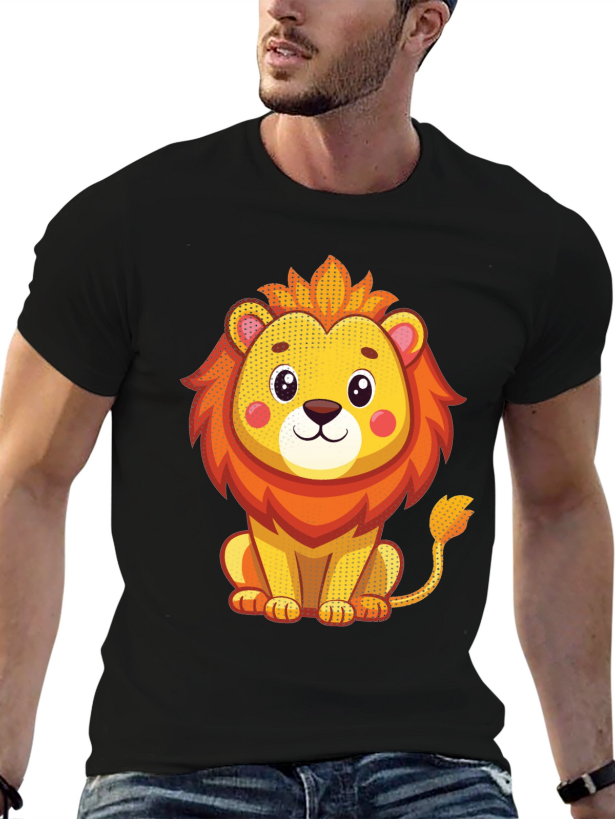 Cute Lion Graphic T-Shirt - Unisex Black Tee