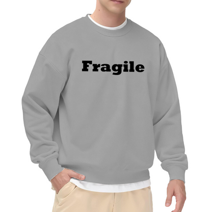 Fragile Crewneck Sweatshirt | Minimalist Bold Serif Lettering Pullover, Simple Text Graphic Streetwear Top