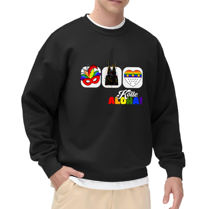 K?ln Carnival Cologne Crewneck Sweatshirt | Colorful Festival Pop Art Pullover, Rainbow Heart Cathedral Graphic Top, Pride Gift