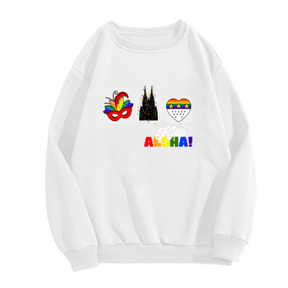K?ln Carnival Cologne Crewneck Sweatshirt | Colorful Festival Pop Art Pullover, Rainbow Heart Cathedral Graphic Top, Pride Gift