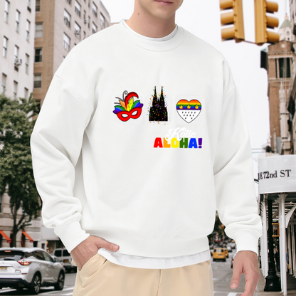 K?ln Carnival Cologne Crewneck Sweatshirt | Colorful Festival Pop Art Pullover, Rainbow Heart Cathedral Graphic Top, Pride Gift