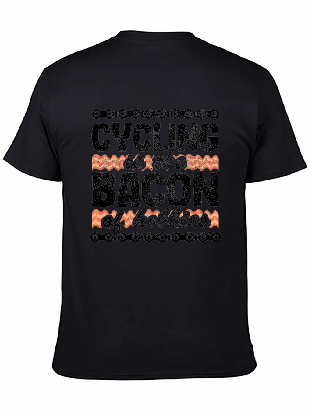 Cycling is the Bacon of Hobbies Black Graphic Tee
