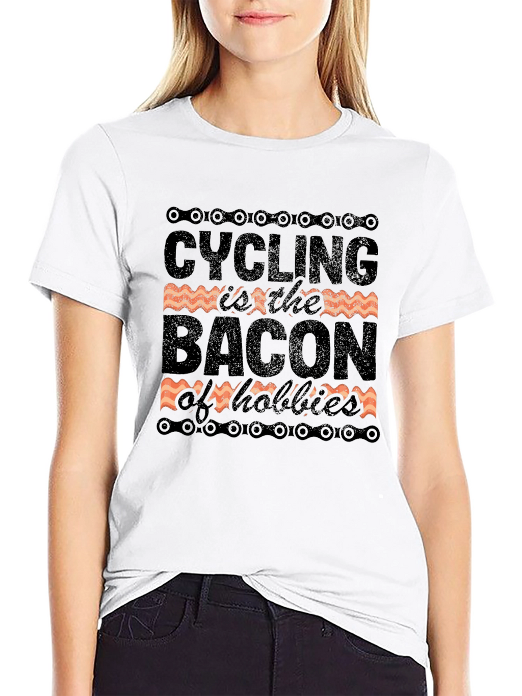 Cycling is the Bacon of Hobbies Black Graphic Tee