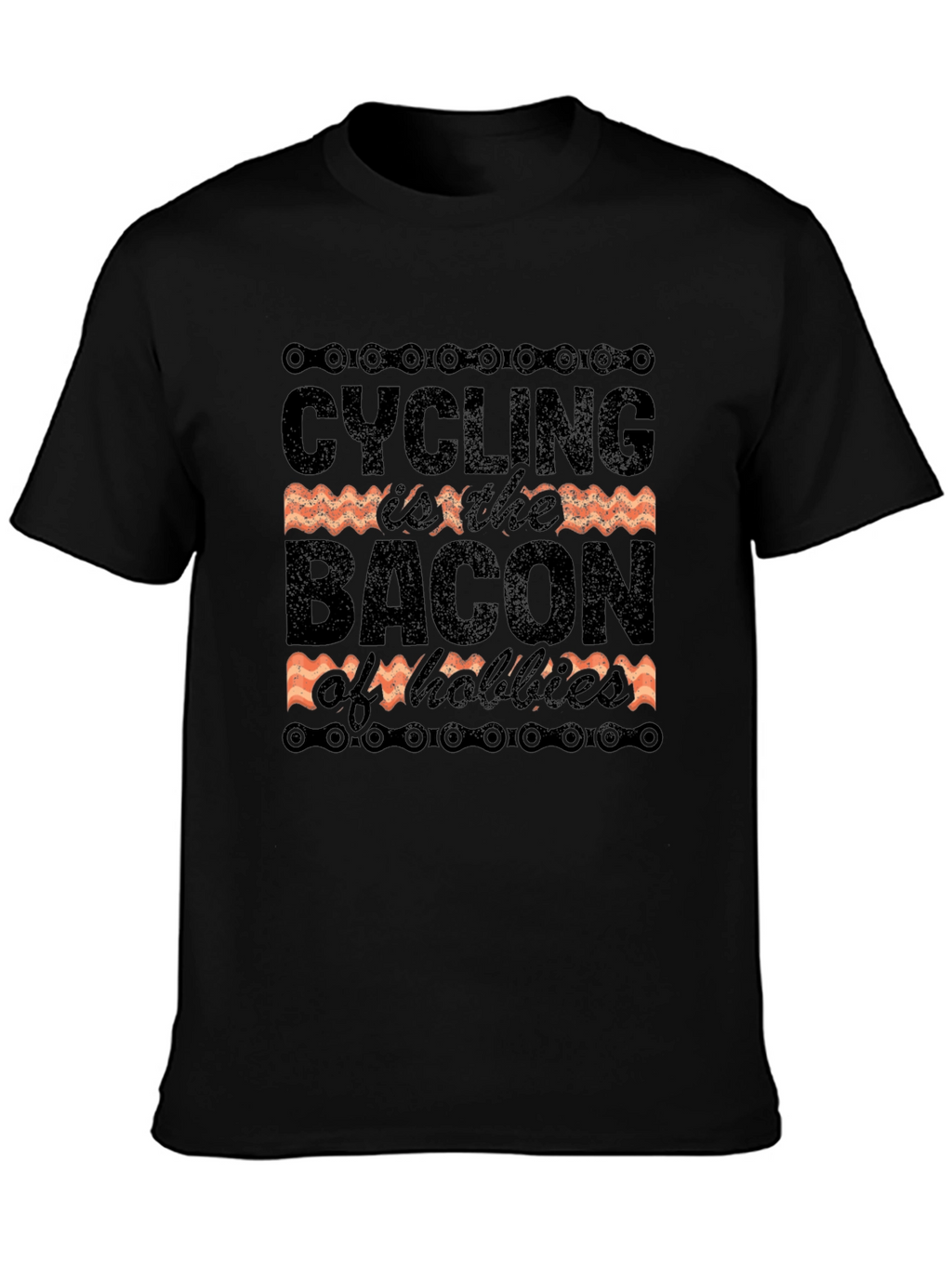 Cycling is the Bacon of Hobbies Black Graphic Tee