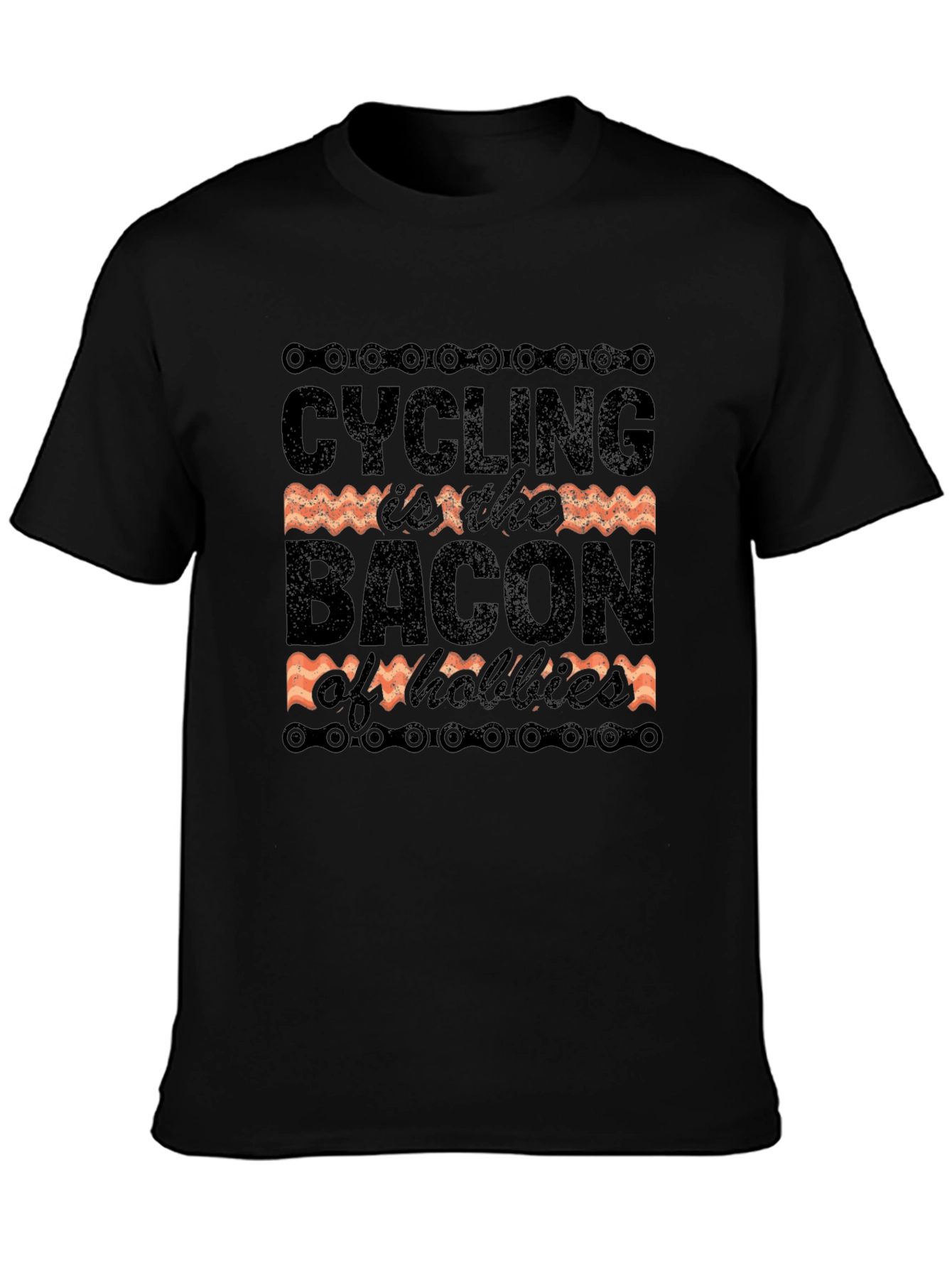 Cycling is the Bacon of Hobbies Black Graphic Tee