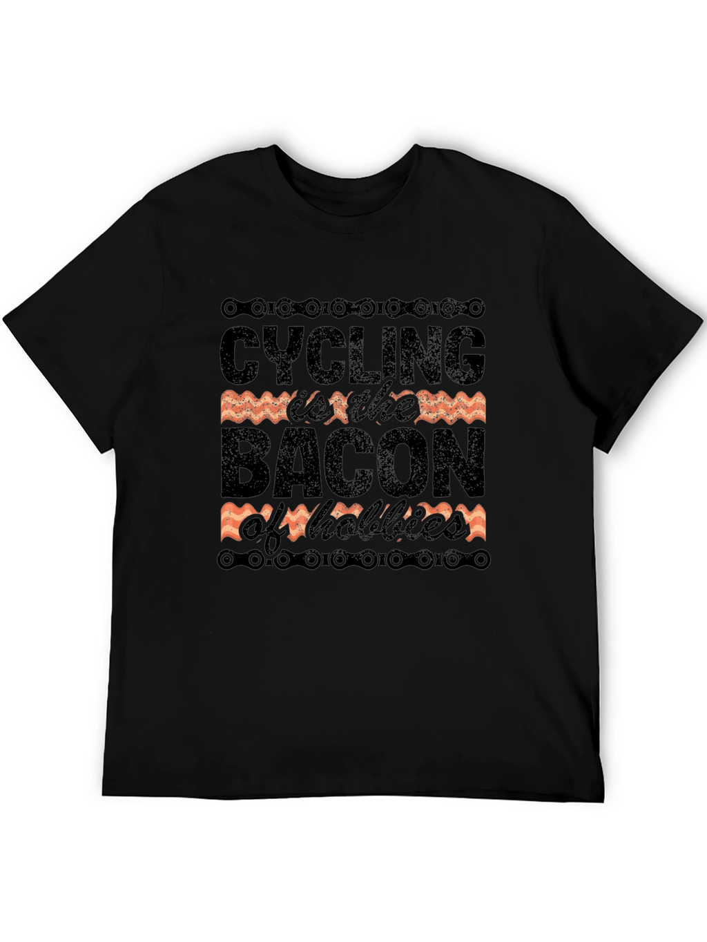 Cycling is the Bacon of Hobbies Black Graphic Tee