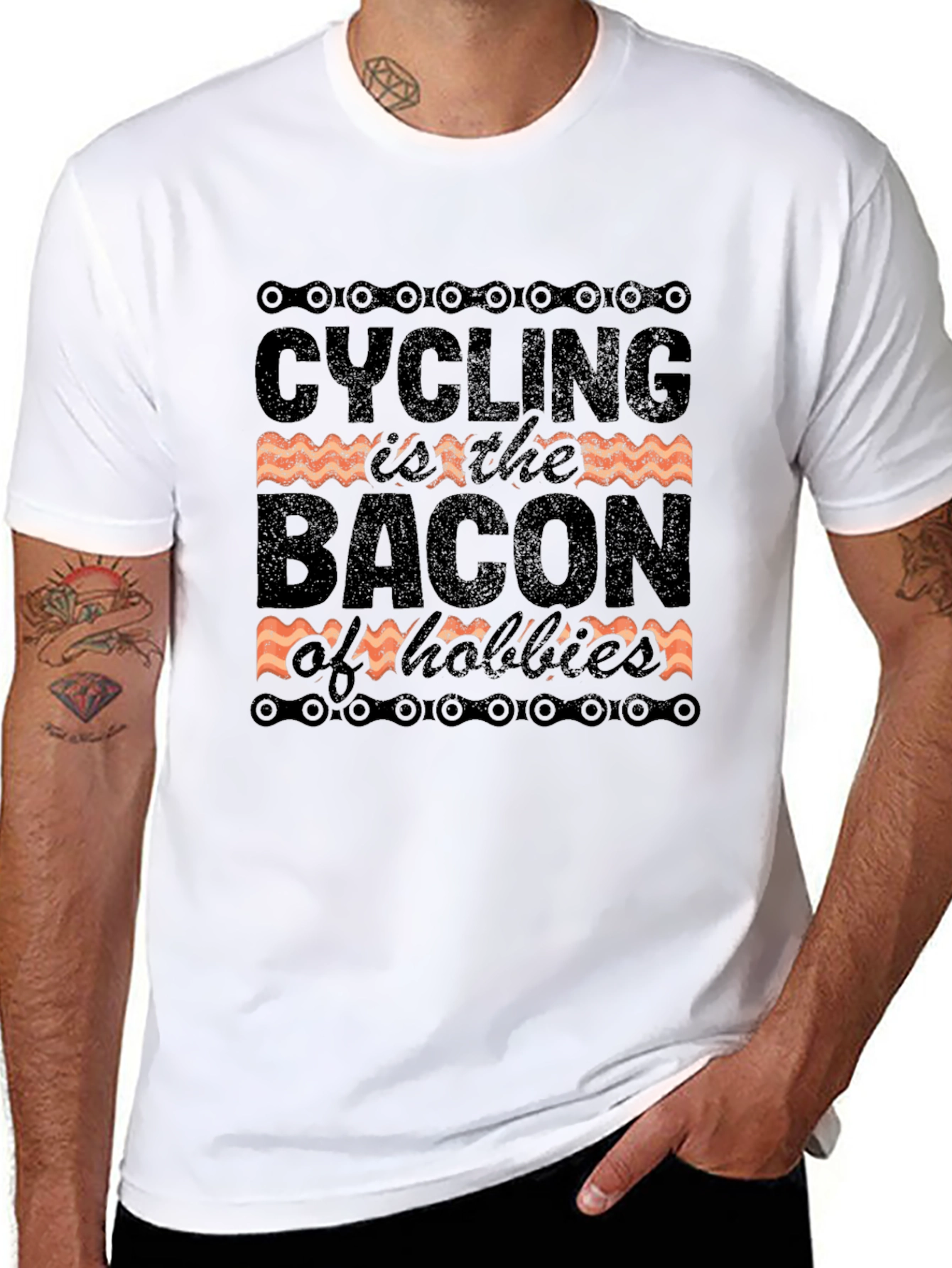 Cycling is the Bacon of Hobbies Black Graphic Tee