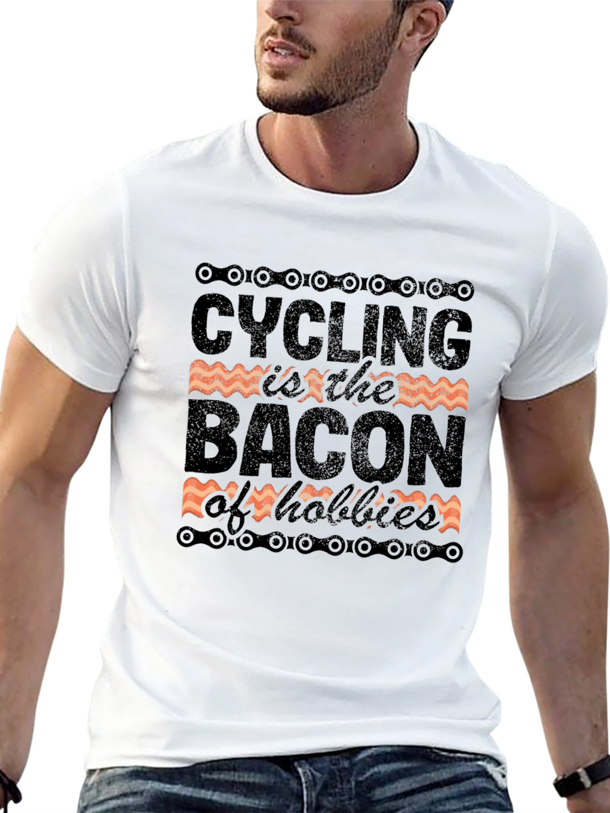 Cycling is the Bacon of Hobbies Black Graphic Tee