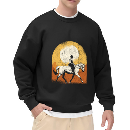 Desert Horse Rider Vintage Crewneck Sweatshirt, Western Sunset Pullover, Horse Lover Gift