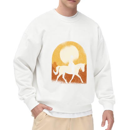 Desert Horse Rider Vintage Crewneck Sweatshirt, Western Sunset Pullover, Horse Lover Gift