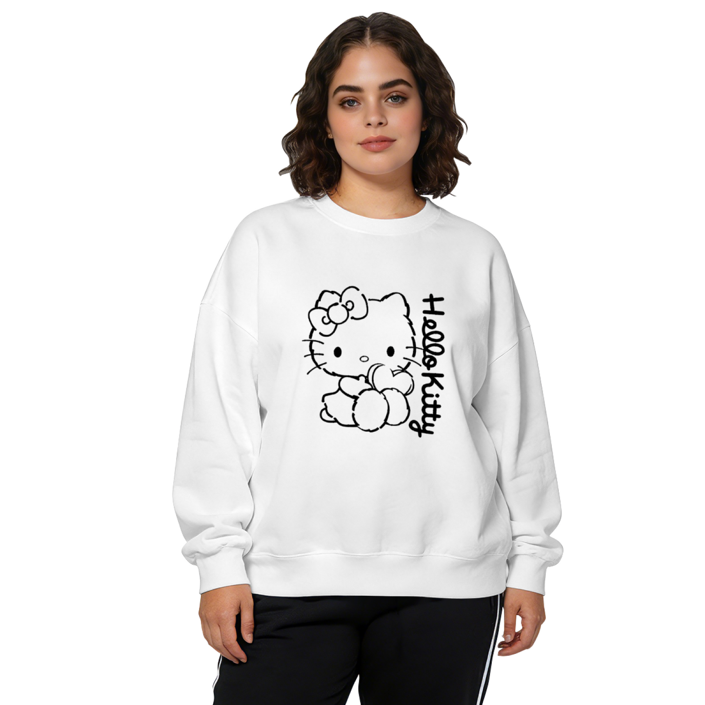 Vintage Sketch Style Hello Kitty Casual Crewneck Sweatshirt