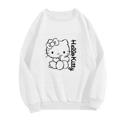 Vintage Sketch Style Hello Kitty Casual Crewneck Sweatshirt