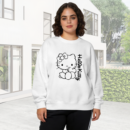 Vintage Sketch Style Hello Kitty Casual Crewneck Sweatshirt