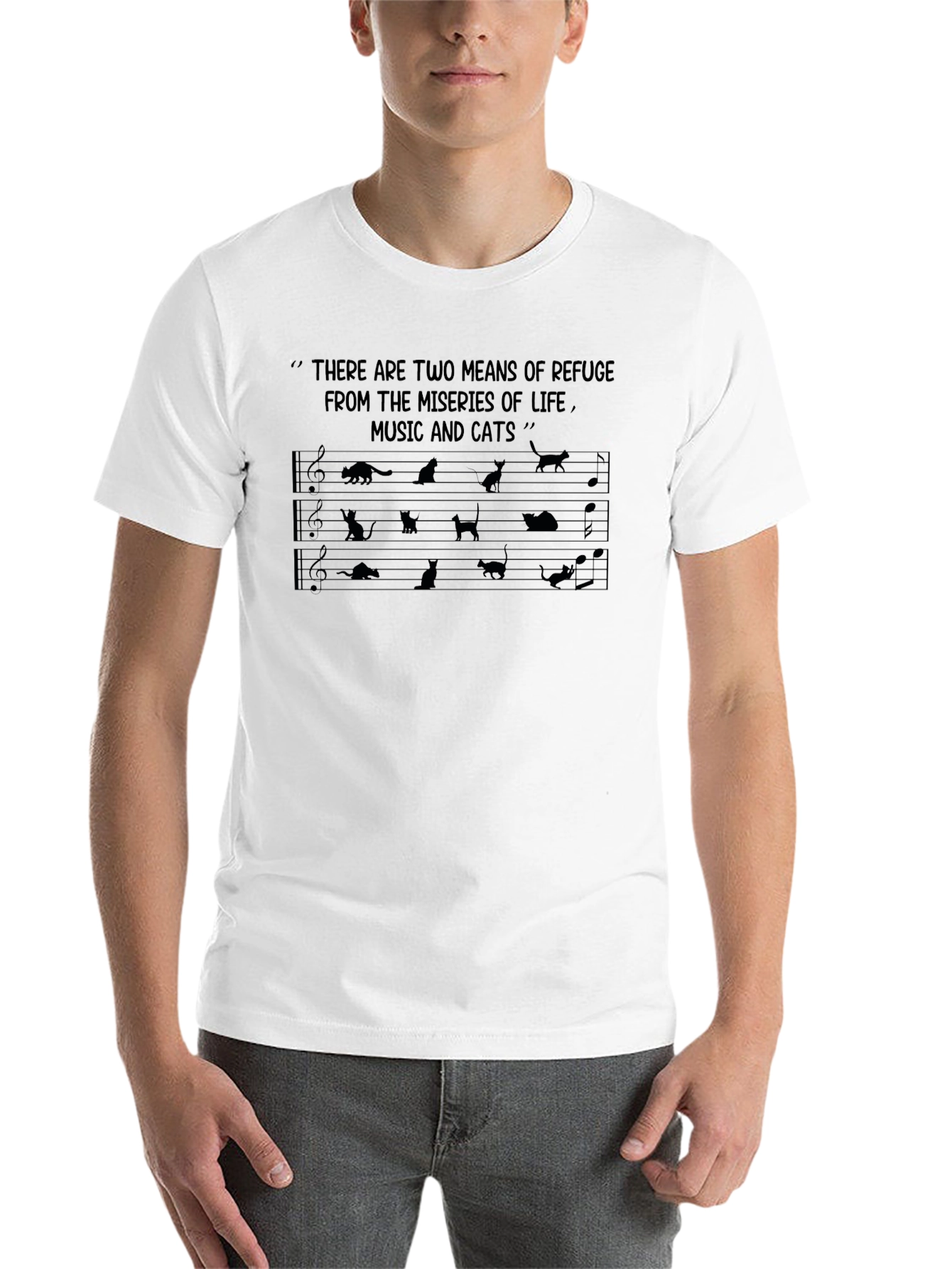 Music & Cats T-Shirt: Refuge From Lifes Miseries