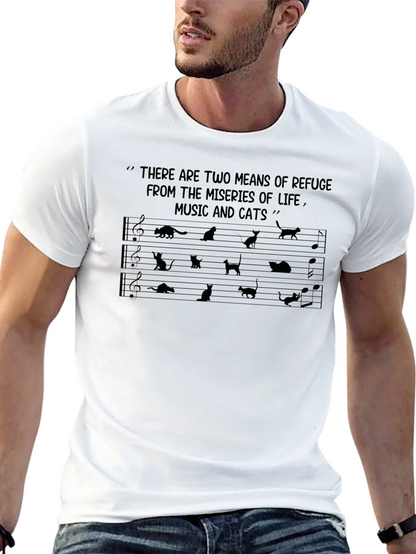Music & Cats T-Shirt: Refuge From Lifes Miseries