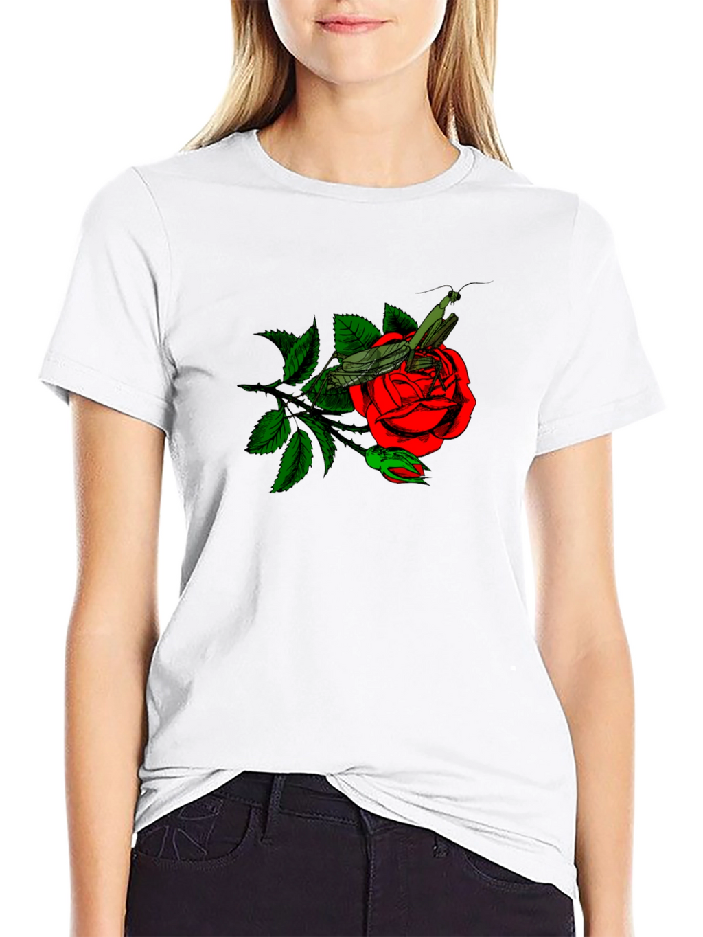 Rose and Mantis Graphic T-Shirt