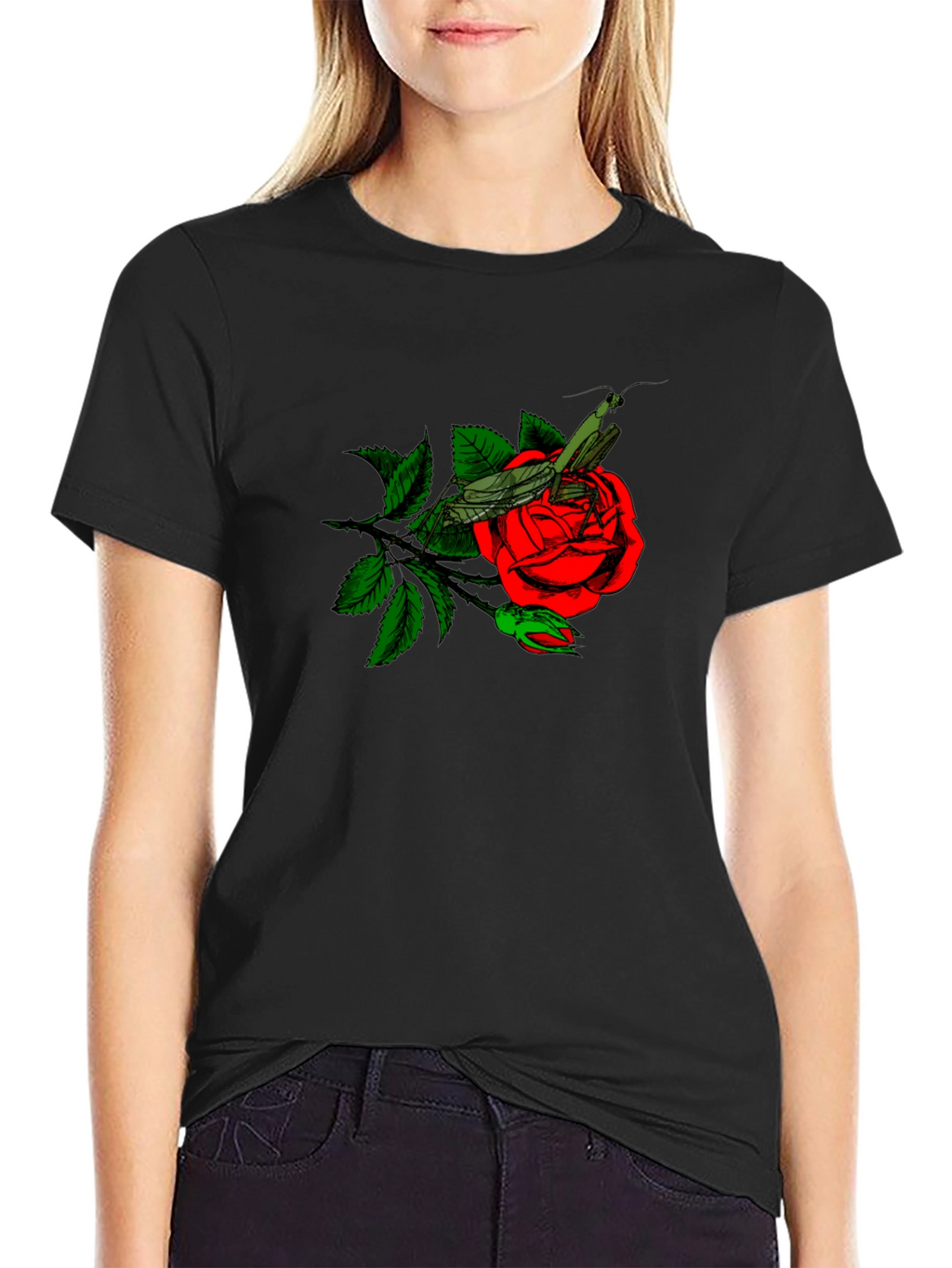 Rose and Mantis Graphic T-Shirt