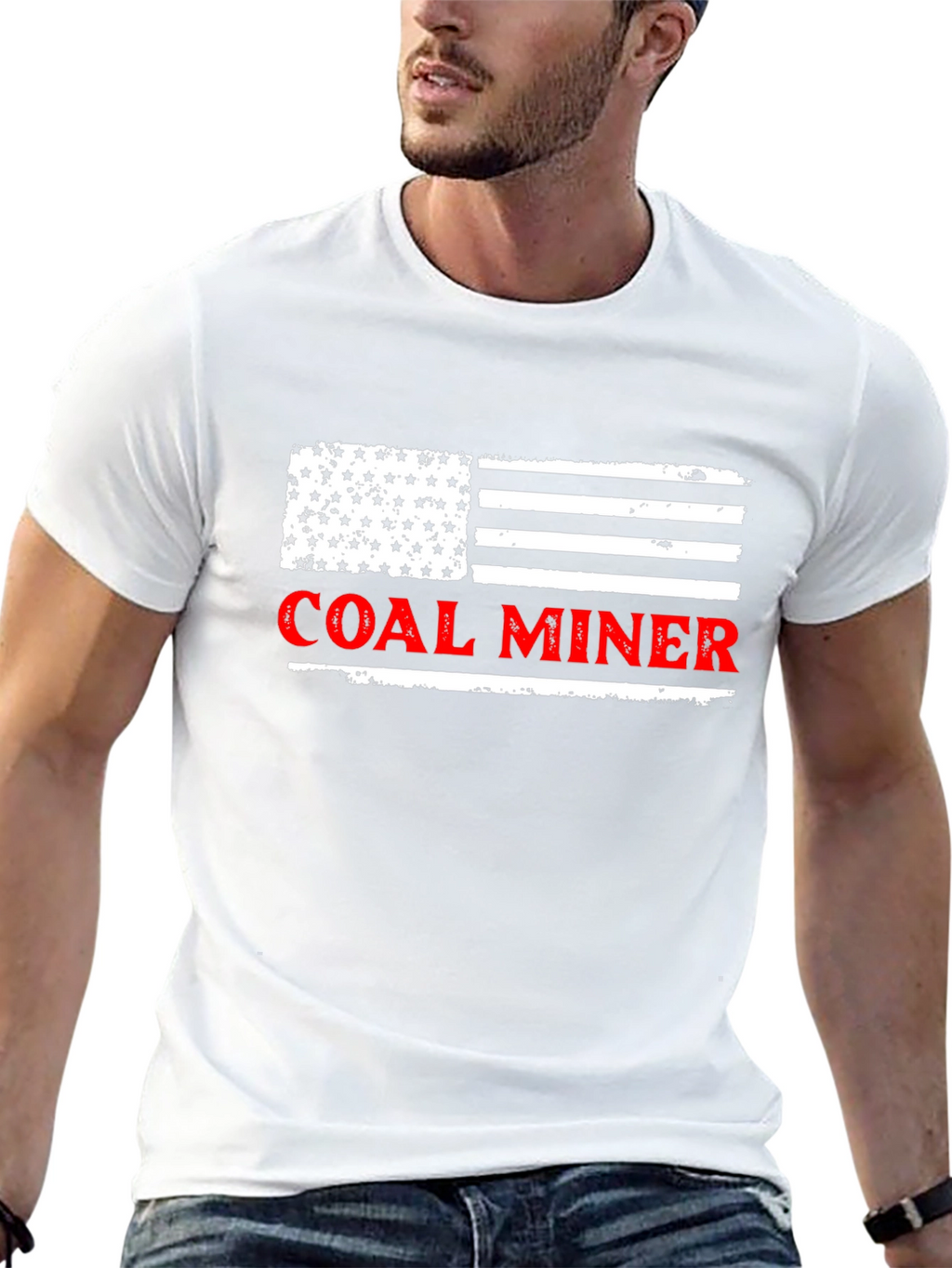 Coal Miner American Flag Graphic T-Shirt