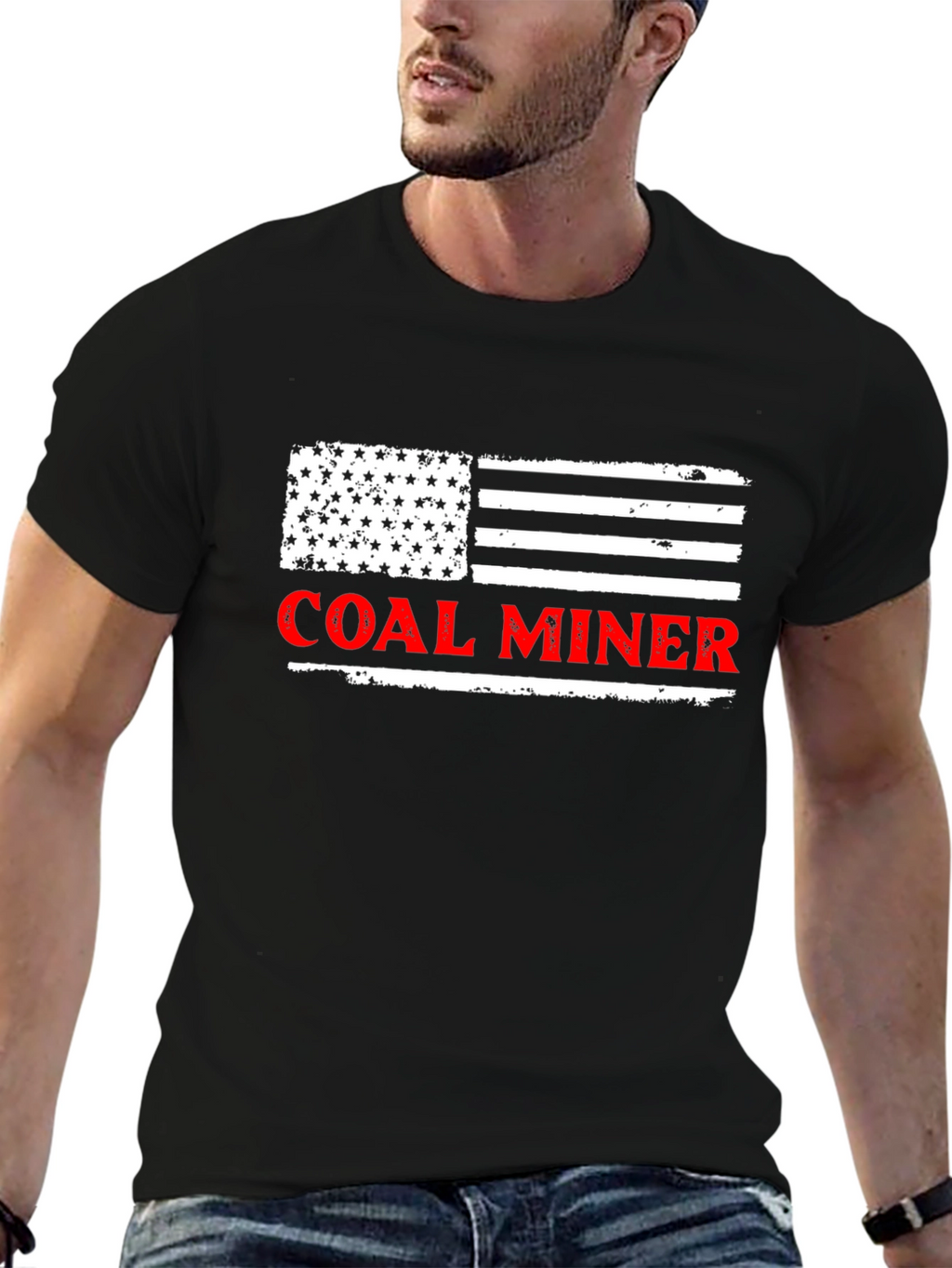 Coal Miner American Flag Graphic T-Shirt