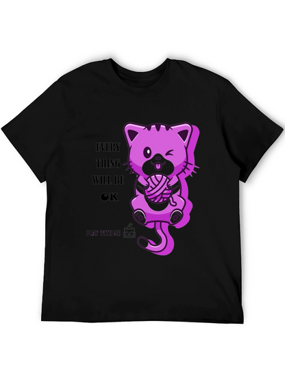 Everything Will Be OK - Cute Cat Graphic Tee