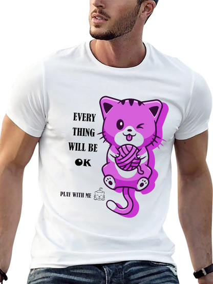 Everything Will Be OK - Cute Cat Graphic Tee