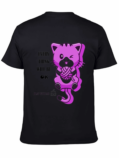 Everything Will Be OK - Cute Cat Graphic Tee