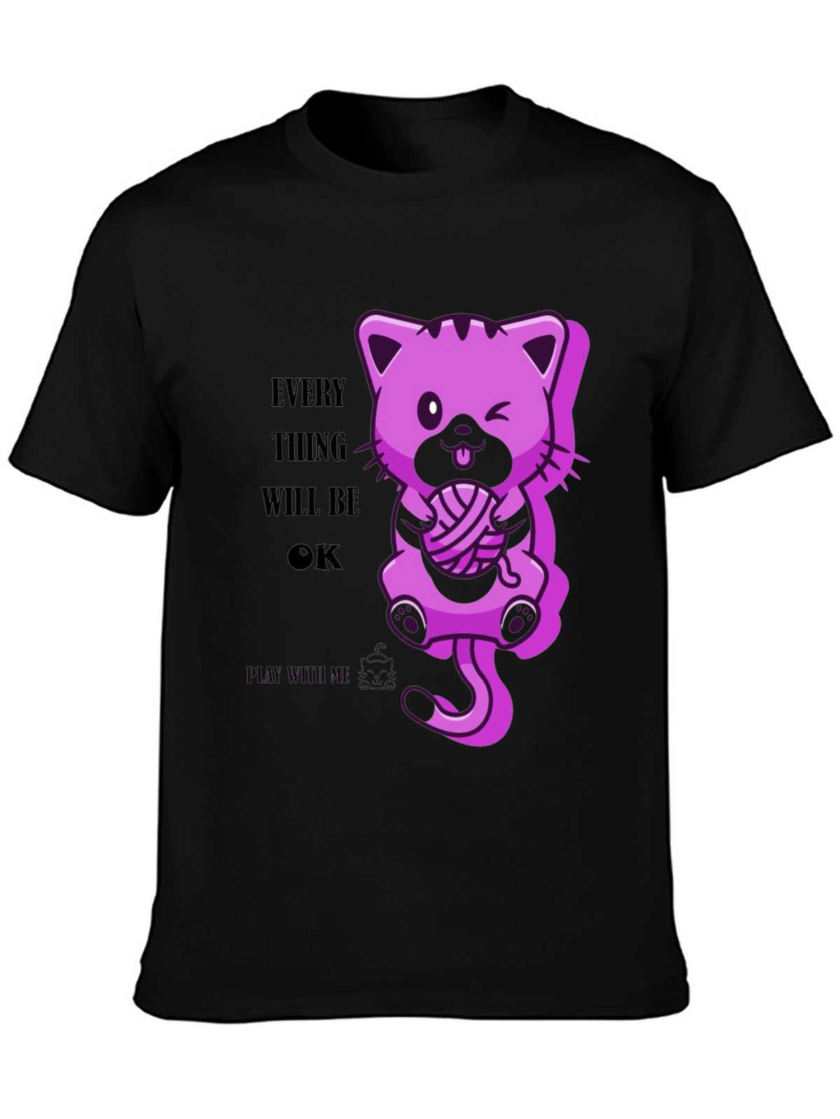 Everything Will Be OK - Cute Cat Graphic Tee