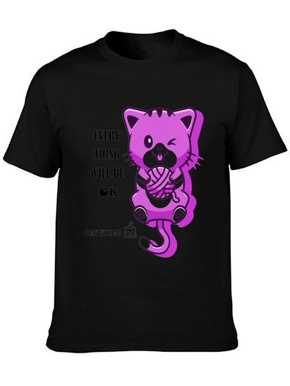 Everything Will Be OK - Cute Cat Graphic Tee
