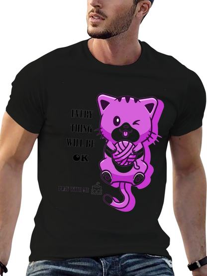 Everything Will Be OK - Cute Cat Graphic Tee