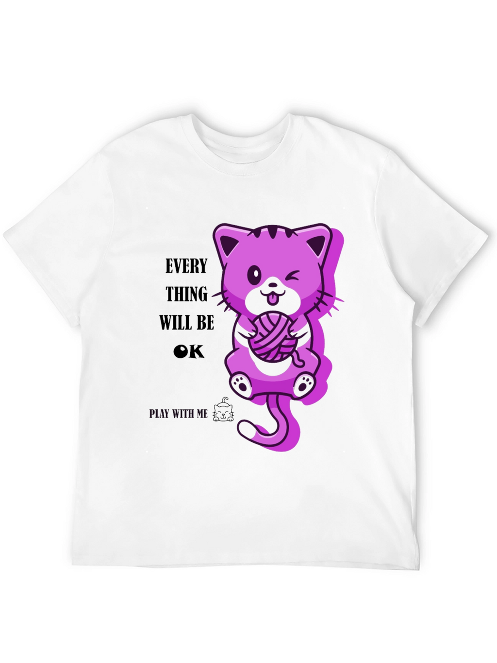 Everything Will Be OK - Cute Cat Graphic Tee
